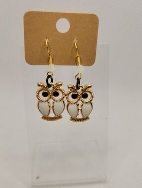 White Owl Earrings
